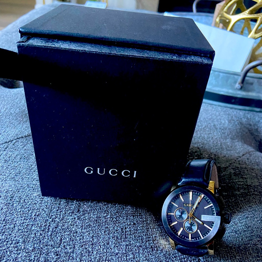 Gently used Gucci Watch black with gold. There are no marks or blemishes.